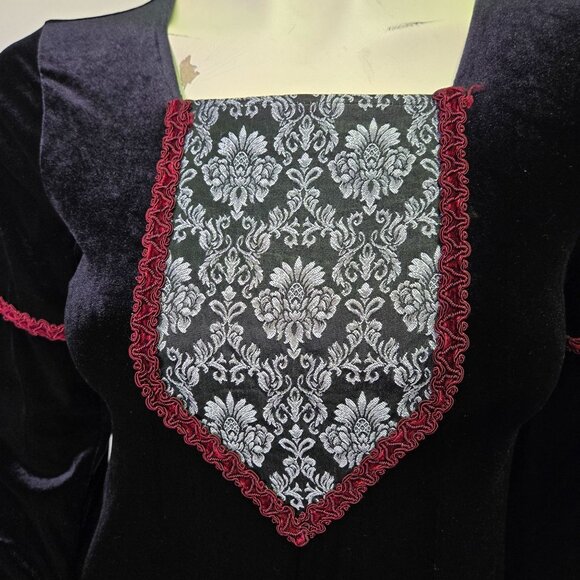 Vintage 90s Cykxtees Gothic Renaissance Medieval Vampire Velvet Dress - Picture 16 of 16